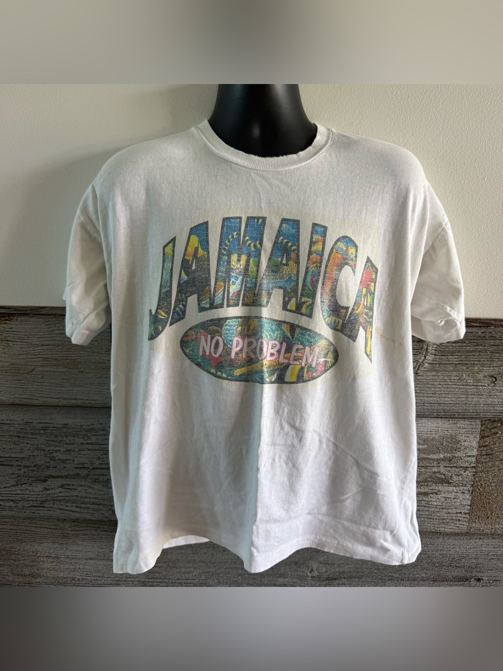 Vintage Jamaica No Problem T-Shirt White Tourist Travel Size Large (S1)